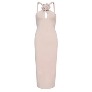 NEW LE SUPERBE women's eve midi dress in milk latte